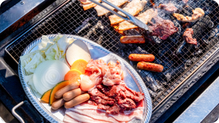 デイキャンプ場でBBQ