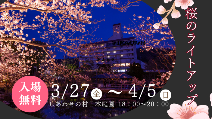 しあわせの村日本庭園 桜のライトアップ